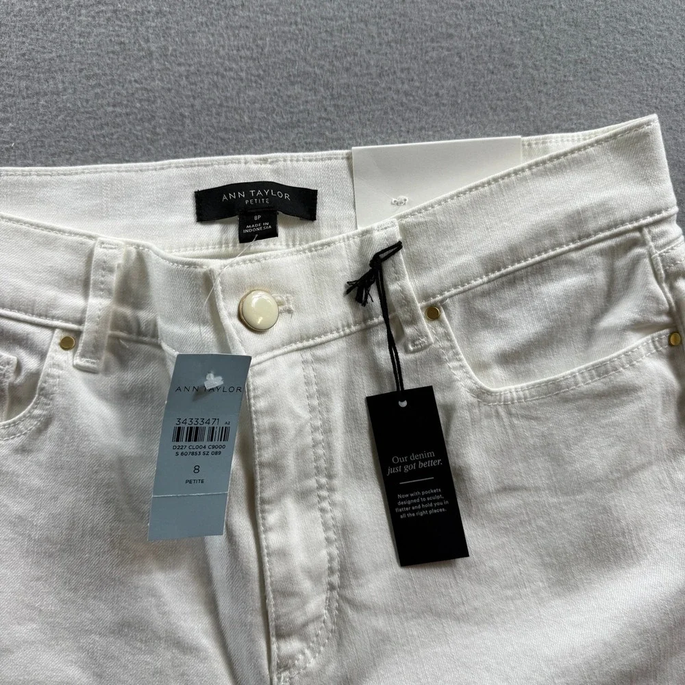 Ann Taylor Jeans Womens 8P White Sculpting Pocket Skinny Denim 30x25